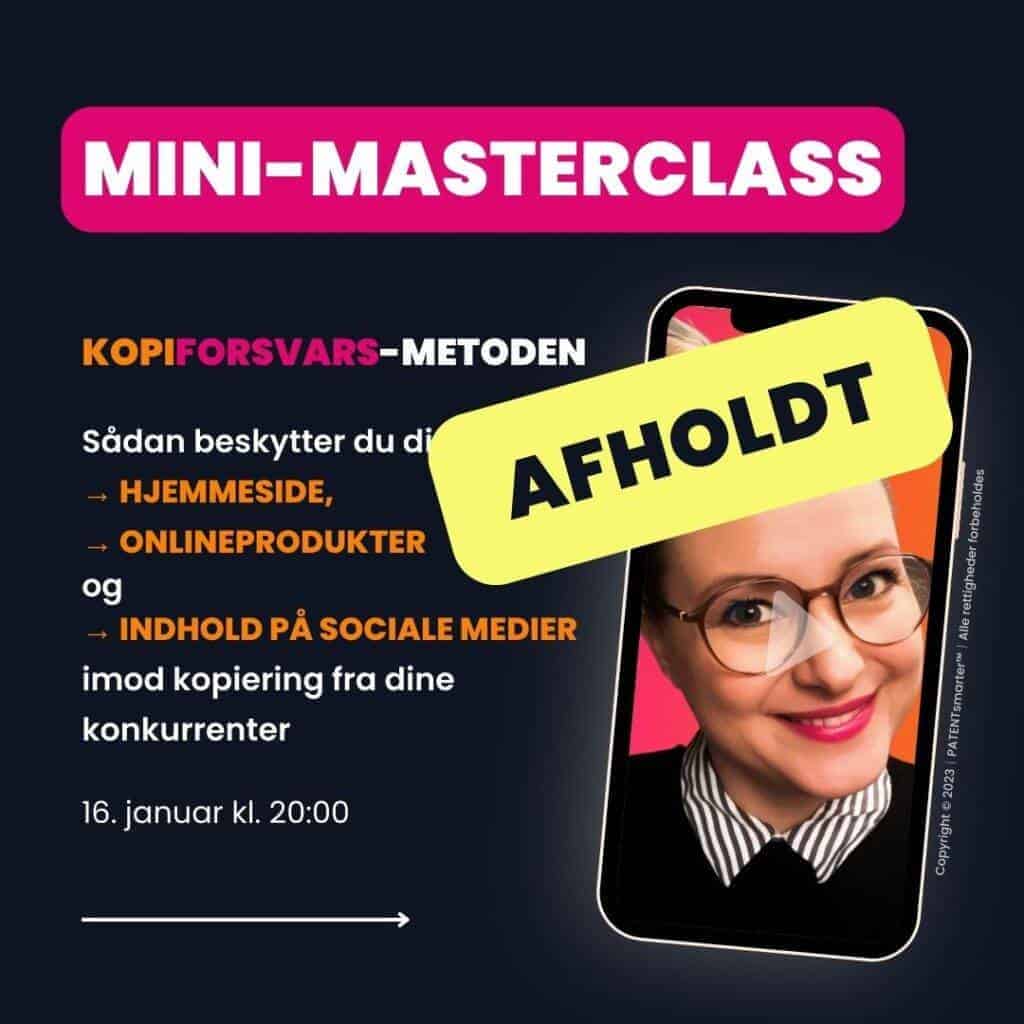 En flyer til en mini masterclass med et billede af en kvinde, der taler i telefon.
