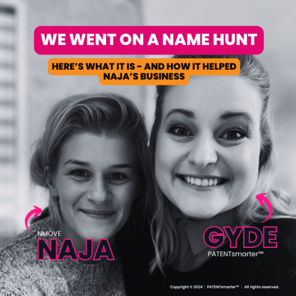 We went on a name hunt. Naja from nmove. Dk and gyde from patentsmarter™ posing for a selfi in black and white in patentsmarter™'s office shorty after a name hunt brainstorm and 1:1 sparring session for naja's business